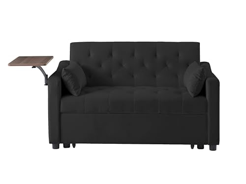 3-in-1 Loveseat Sleeper Sofa Bed with Storage Pockets, Velvet Convertible Chaise Lounge, Pink X424