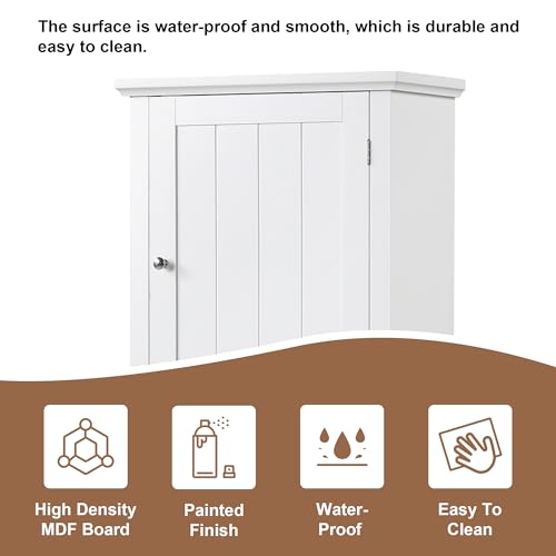 Tall Bathroom Storage Cabinet with Drawer and Adjustable Shelf, White C384
