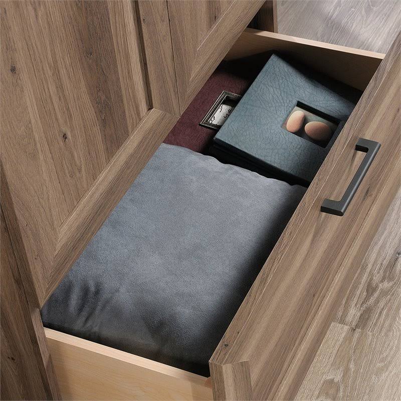 Pemberly Row Wardrobe Armoire with Drawer in Salt Oak P190188