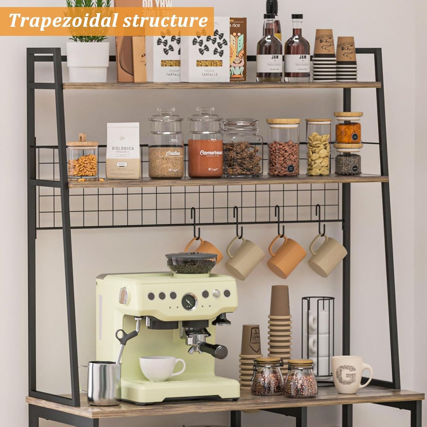 X-cosrack Coffee Bar Cabinet with Storage Shelves, Rustic Brown Z528
