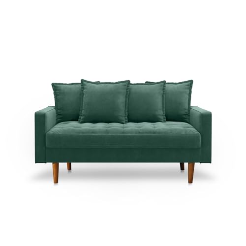 Mid-Century Modern Velvet Loveseat Sofa 58 Inch Aqua Turquoise P314829