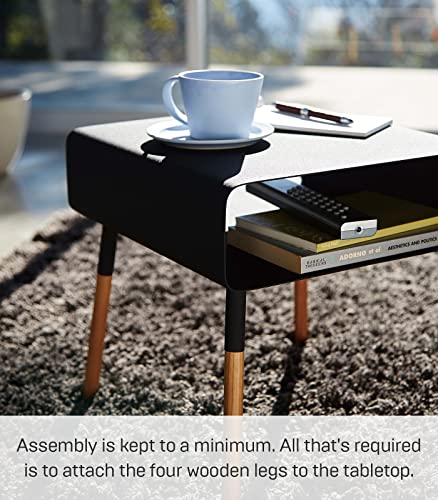 YAMAZAKI home Plain Side Table with Storage Shelf White Y79756