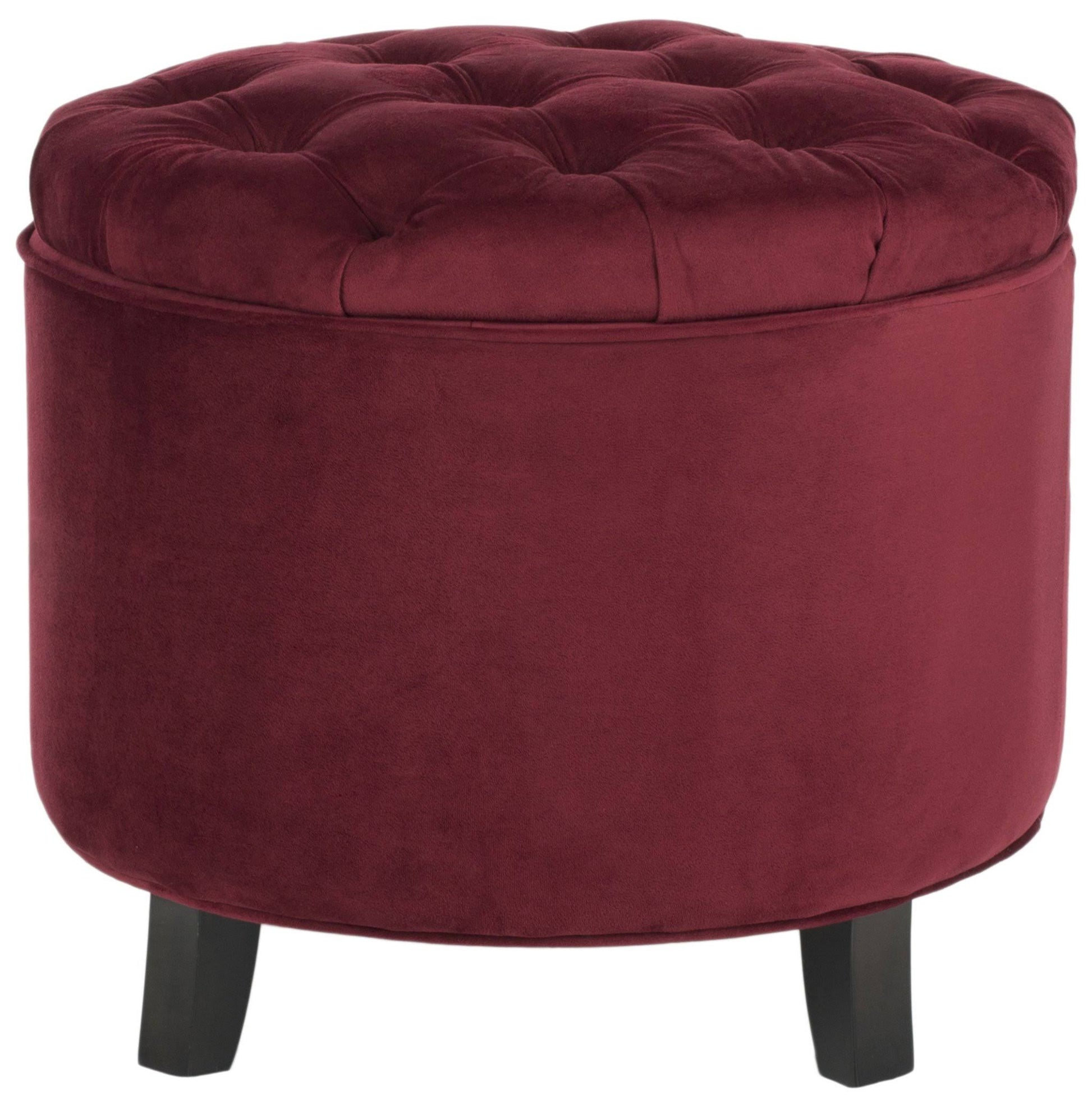 Safavieh Amelia Red Velvet Tufted Storage Ottoman