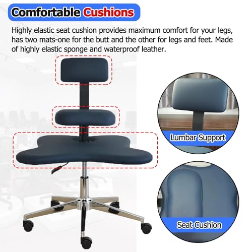 Ergonomic Cross Legged Office Chair with Lumbar Support, White M9496