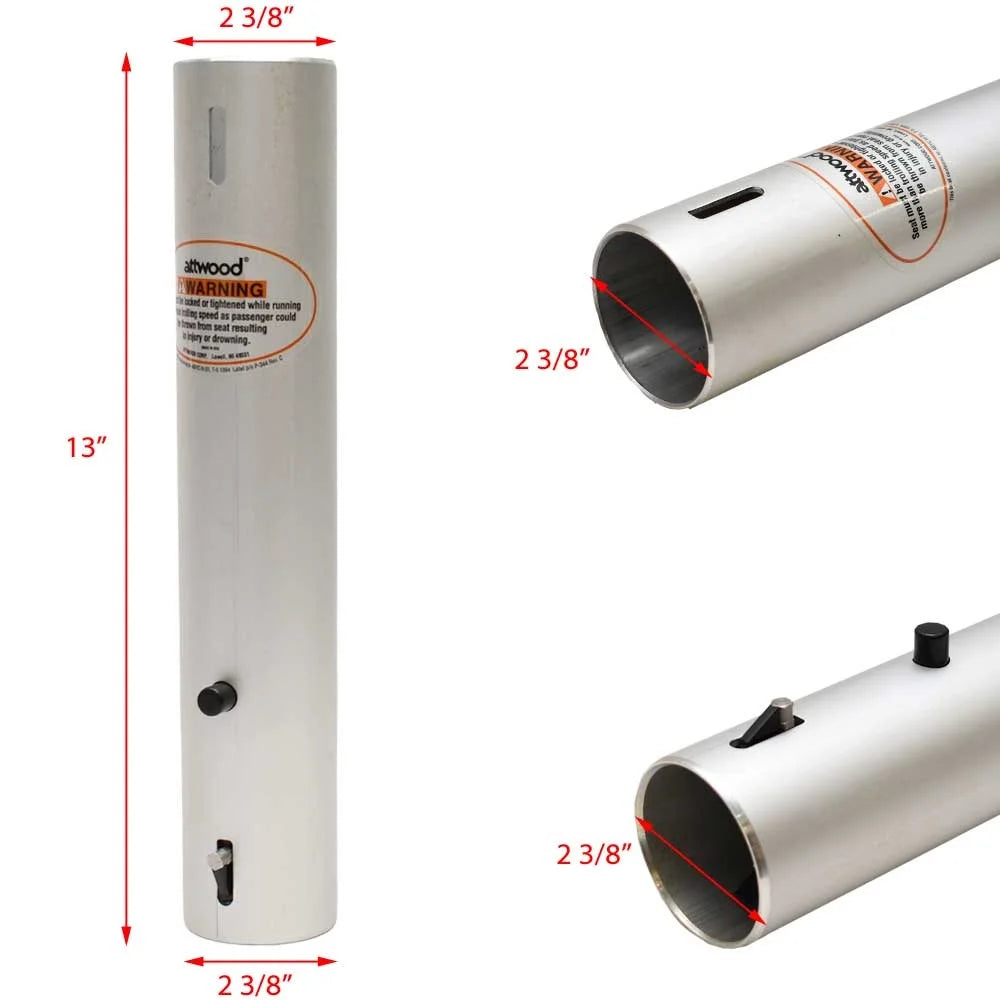 Attwood Boat Seat Post 238213-1 Aluminum 13 Inch Snap Lock Socket U81790