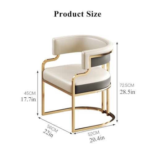Modern Tub Chair Upholstered Armchair with Golden Metal Legs White C9406
