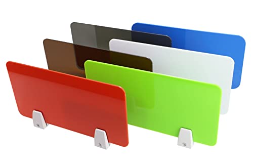 Icegrey Removable Acrylic Desk Divider Privacy Panel with Clips, White, 12x20 E603