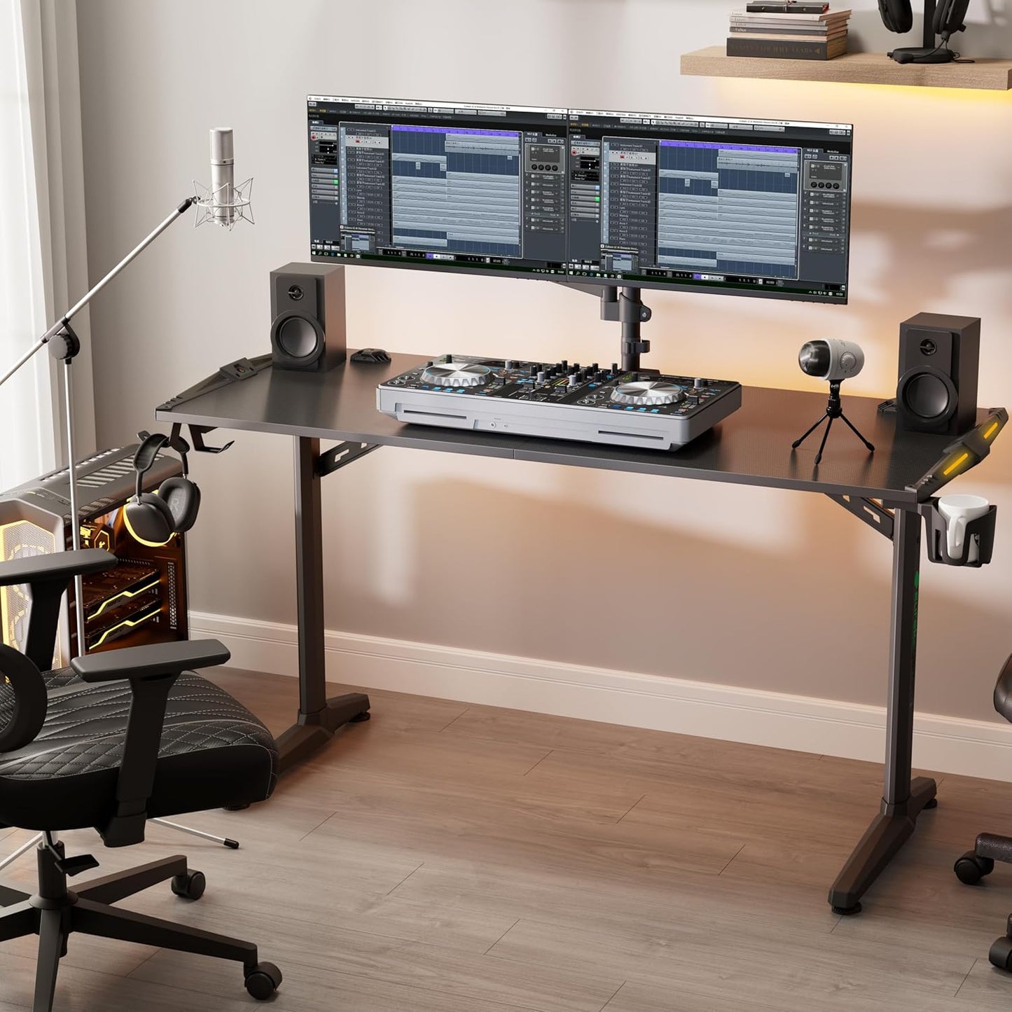 EUREKA ERGONOMIC RGB Gaming Desk 55 Inch Computer Desk with USB Ports, Black Q742