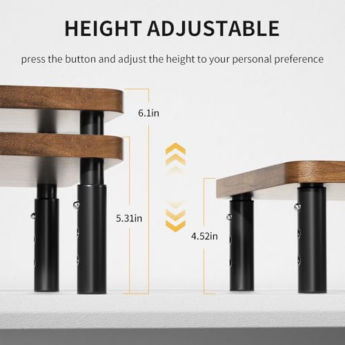 Wooden Monitor Stand Riser with Drawer, Height Adjustable, Black E484352