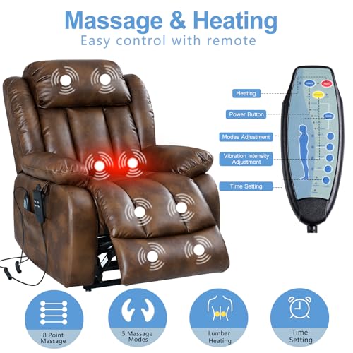Power Lift Chair Recliner for Elderly with Heat and Massage, Dark Blue F8425