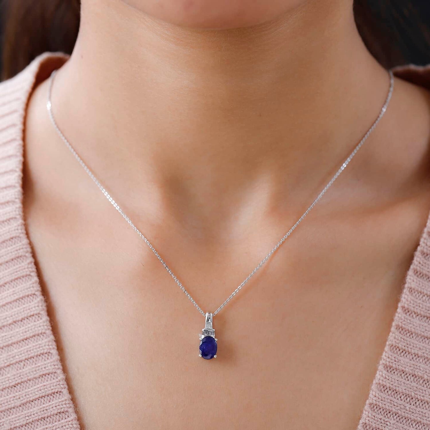 Shop LC 925 Sterling Silver Sapphire Pendant Necklace for Women D621256