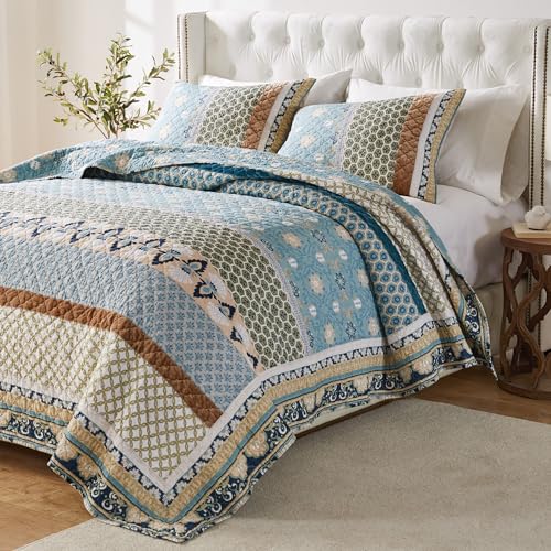 Greenland Home Thalia Quilted Bedding Set, Full/Queen, Blue E377029