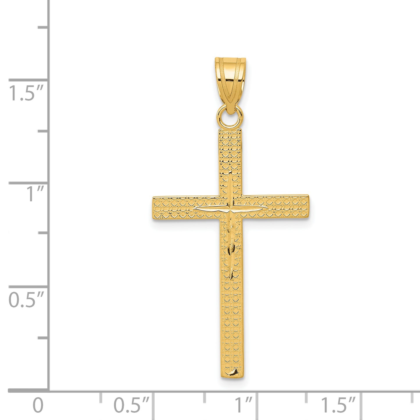 Primal Gold 14K Yellow Gold Diamond-Cut Latin Cross Pendant with 18-inch Chain E552258