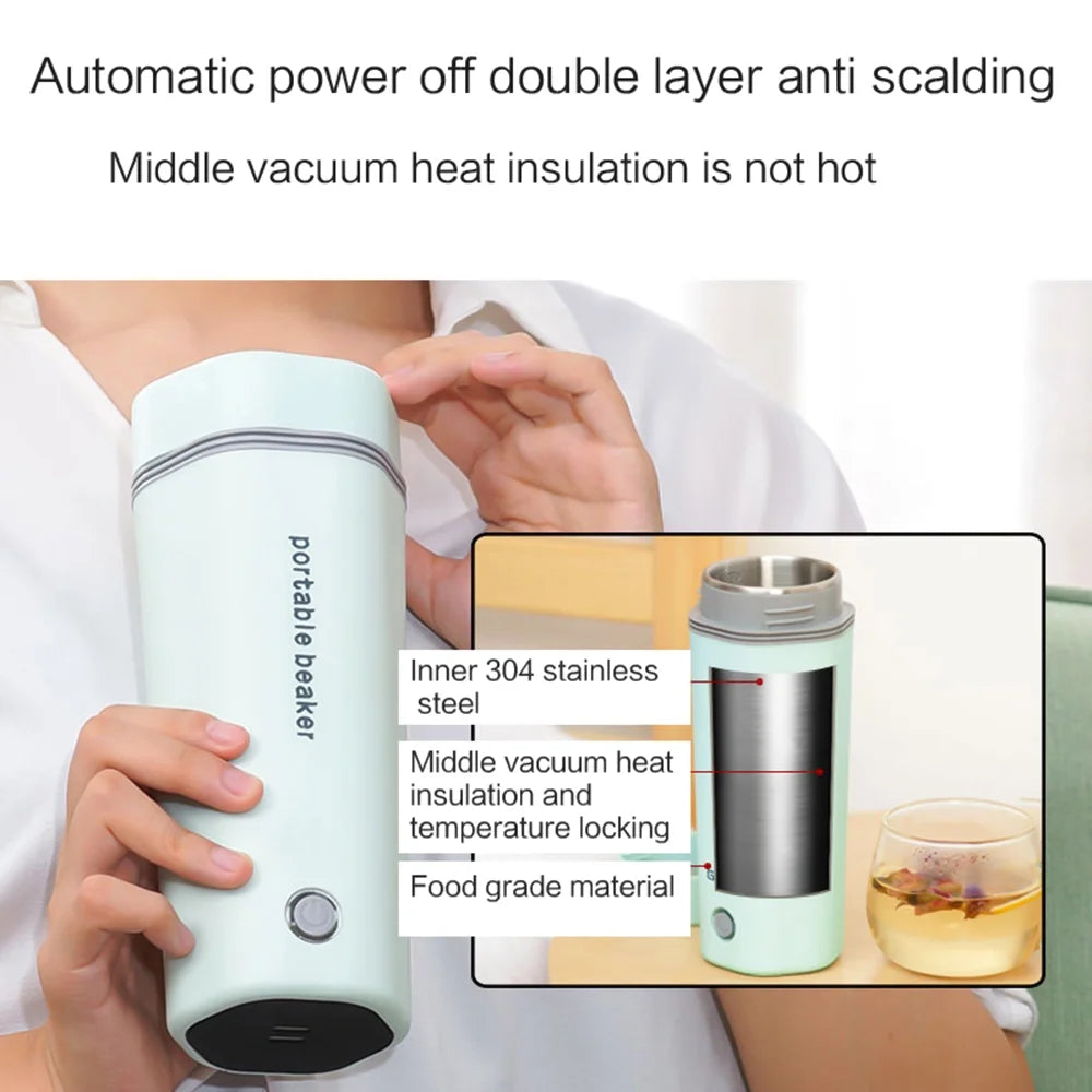 Portable Electric Kettle 350ML Stainless Steel Travel Tea Coffee B81674