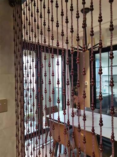 Custom Door Hanging Beads Curtain Privacy, Wood Beaded Curtains for Bedroom Windows Hallway Decor, Dense Bead Room Divider for Patio Porch (Color : 35 Strands, Size : L 125cm/49.2") Q5652