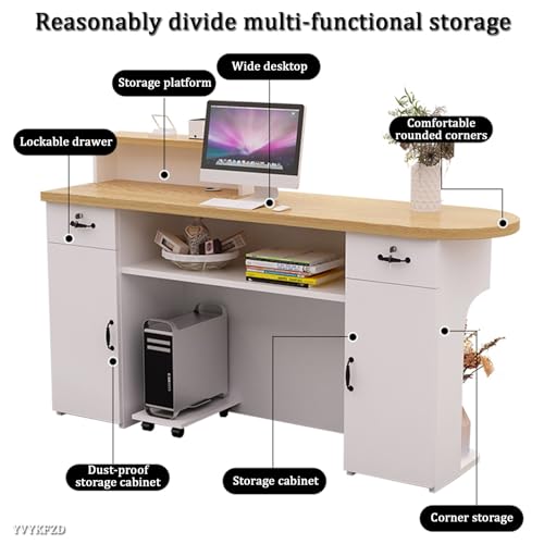 Reception Desk with LED Lights and Lockable Drawers Z460