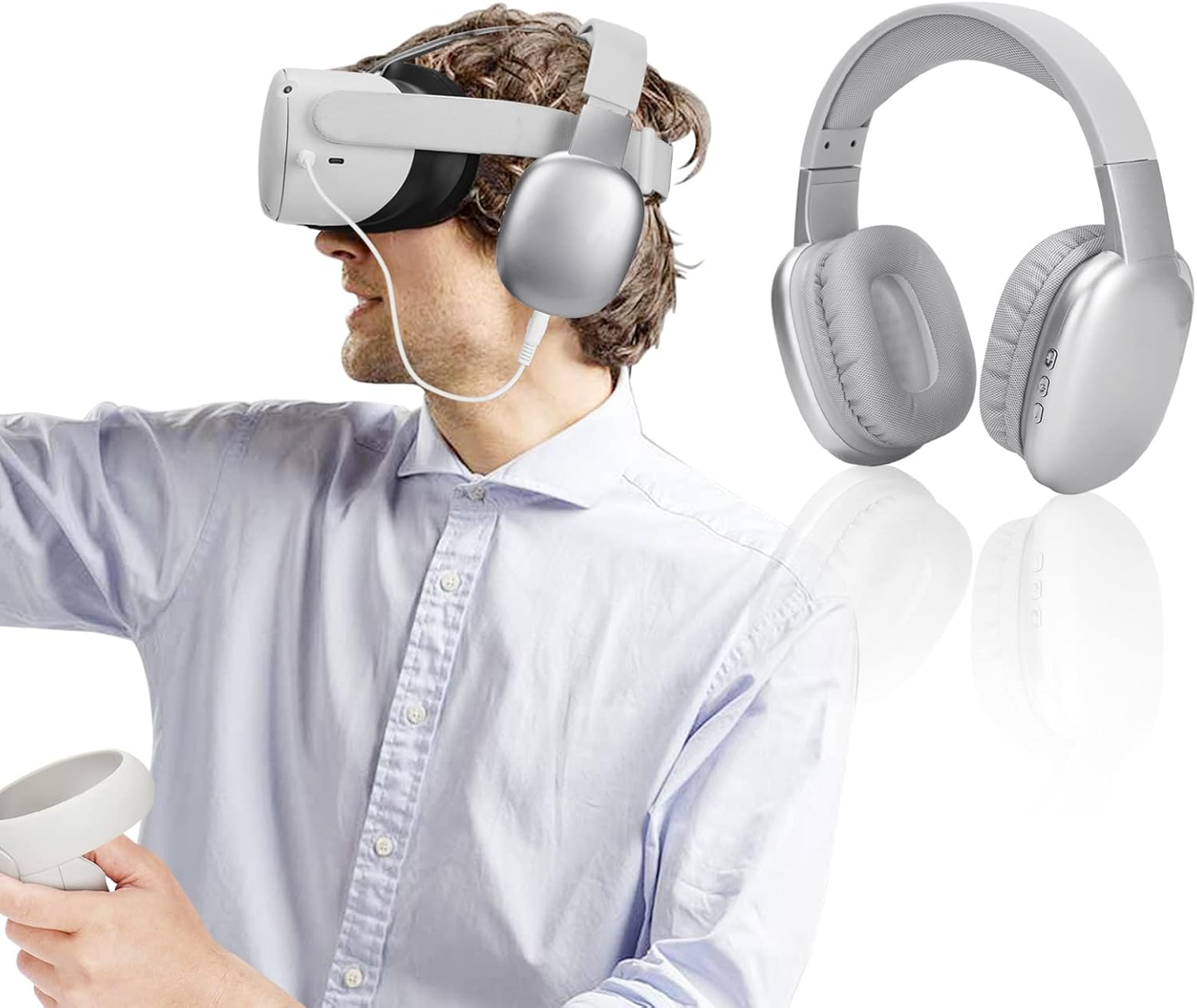 Gaming Headphones Compatible with Meta Quest 2 Headset Increase VR Immersion - VR Headphones with Custom Length Cable, Optimized Gaming Audio Driver, VR Accessories
