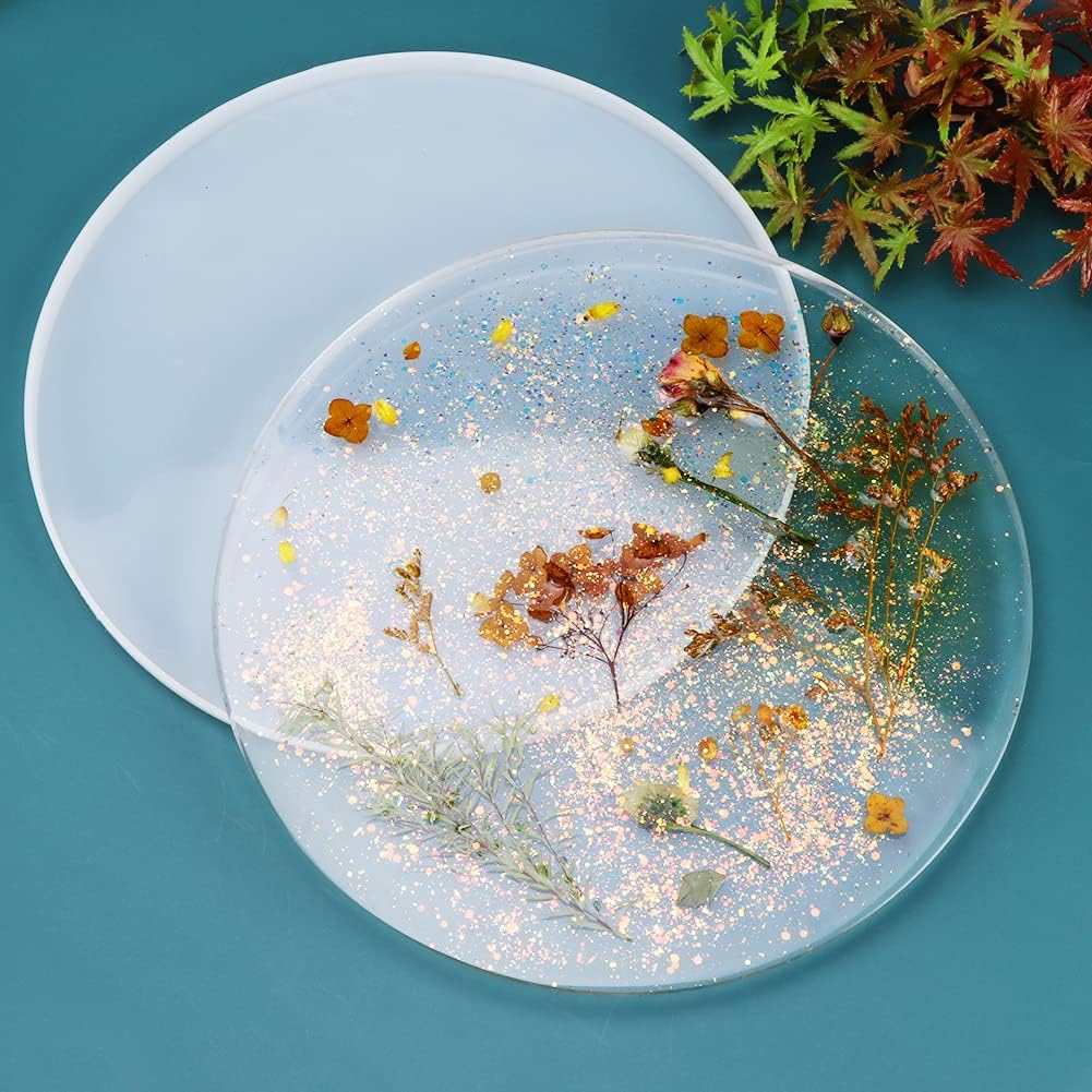 Resin Tray Molds, Silicone Round Rolling Tray Molds, 11.8 Inch for Epoxy Resin Y848