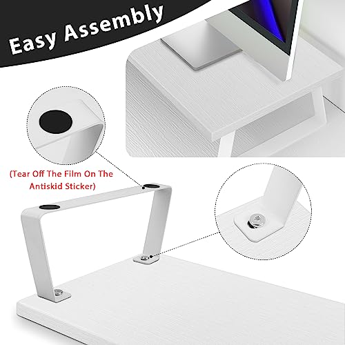 Aothia Large Dual Monitor Stand with Adjustable Length and Angle, Light Gray H8358