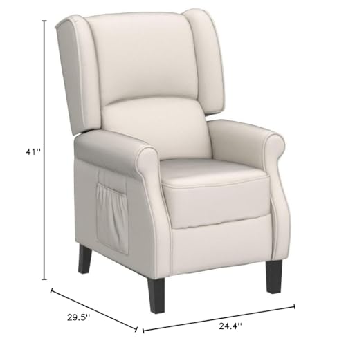 LEISLAND Wingback Recliner Chair with Heat and Massage, Beige D210229