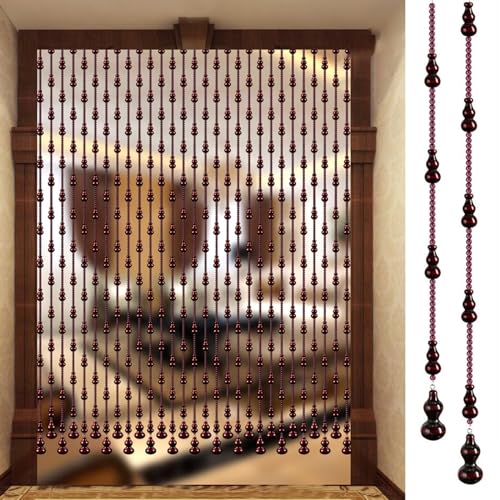 Custom Door Hanging Beads Curtain Privacy, Wood Beaded Curtains for Bedroom Windows Hallway Decor, Dense Bead Room Divider for Patio Porch (Color : 35 Strands, Size : L 125cm/49.2")