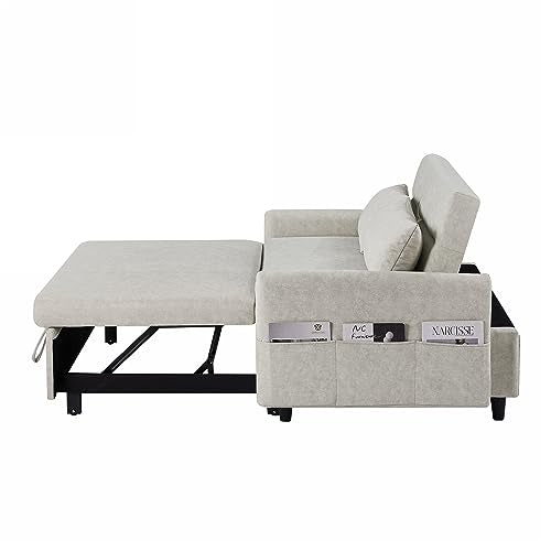 GIA 3 in 1 Convertible Sleeper Sofa Futon Couch with Adjustable Backrest, Gray K696399