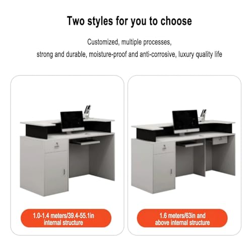 Standing Reception Desk with LED Light Lockable Checkout Counter B3207