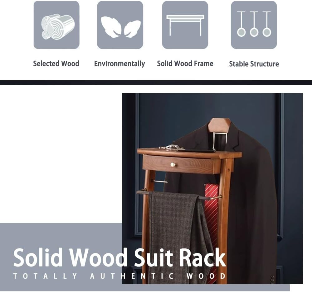 Solid Wood Suit Rack with Pants Bracket and Tie Holder L88096
