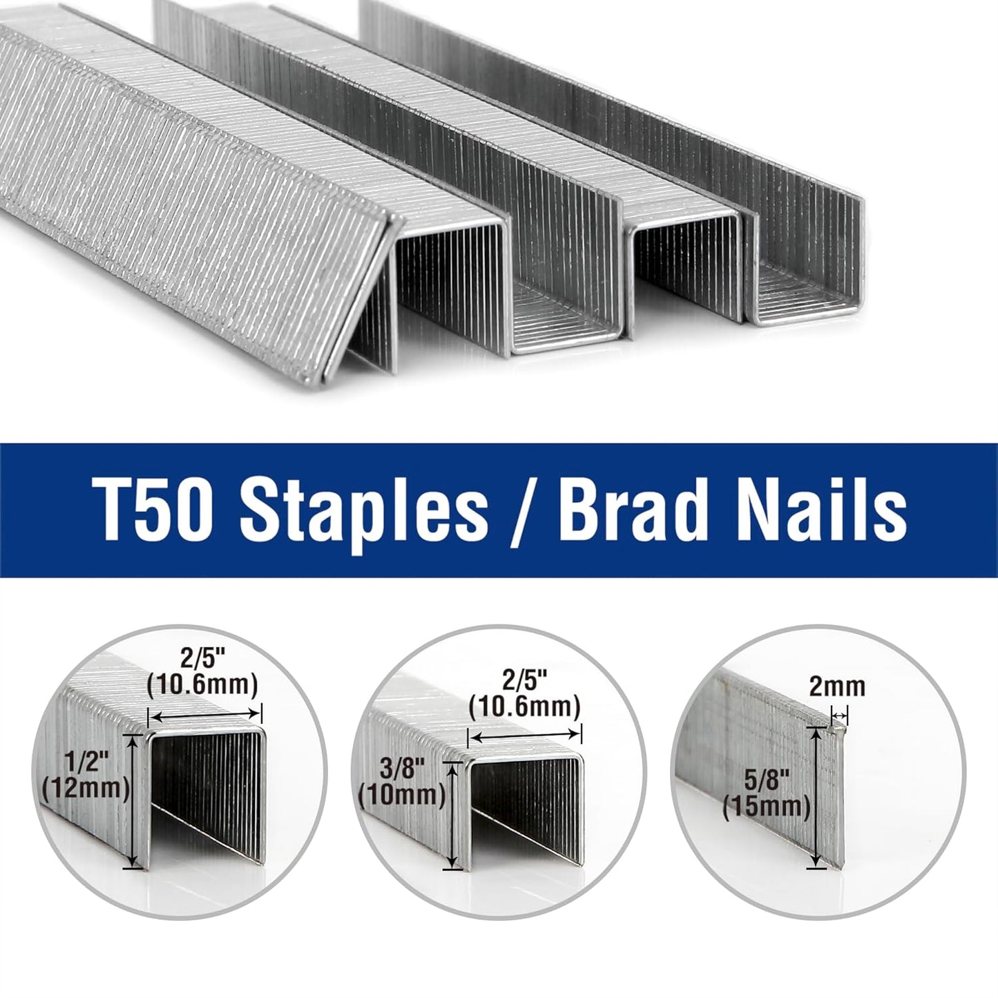 WORKPRO T50 7500-Count Staples and Brad Nails Combo Kit, 1/2" 3/8" 5/8" G96511