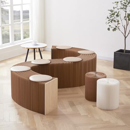 Paper Folding Telescopic Sofa Stool Brown L583519
