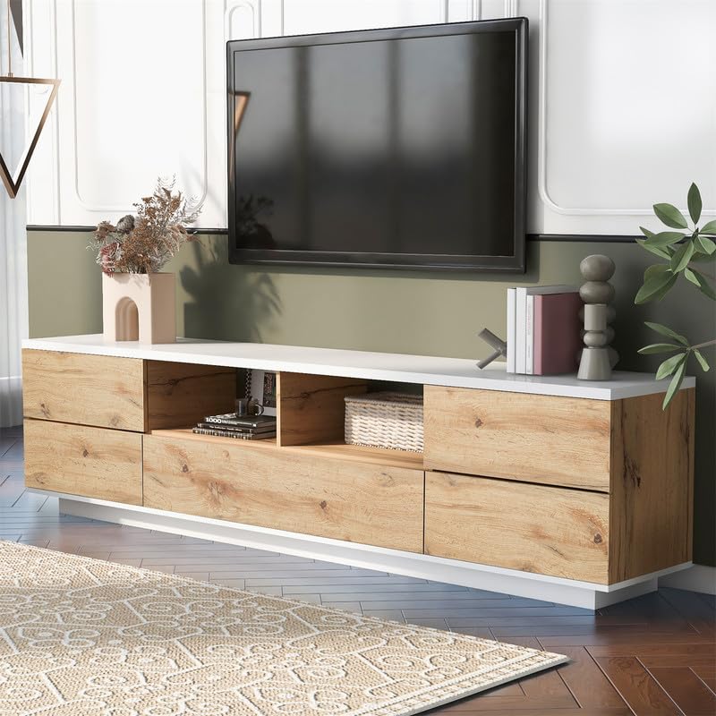 TV Stand for Living Room Entertainment Center with Storage, Natural M98184