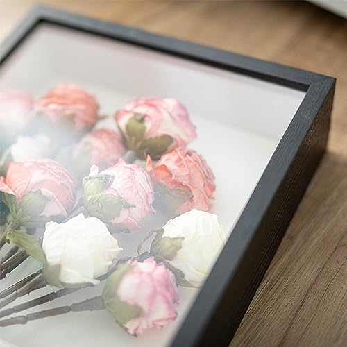 Shadow Box Frame 8x10 - 3 Pack Wood Deep Shadowbox with Glass Display Case (White) D1615