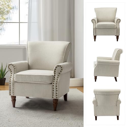 HULALA HOME Accent Chairs Set of 2 with Wood Legs, Modern Wingback Armchair, Red H38101
