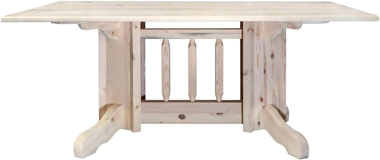 Montana Woodworks Homestead Double Pedestal Dining Table, Clear Lacquer Finish B867