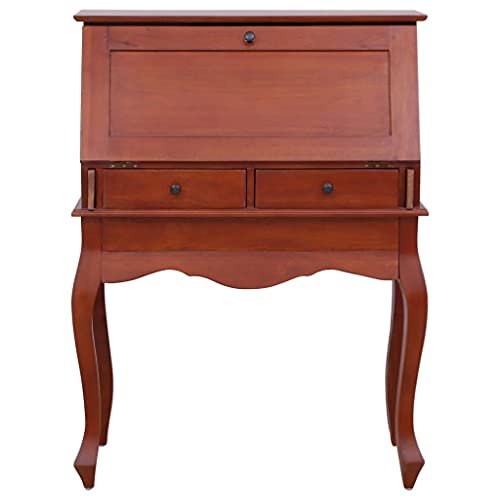 Secretary Desk Brown Solid Wood with Flip Top Storage Z3470