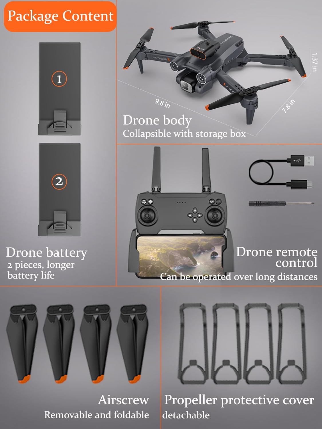 Drone with Camera for Adults Kids, 1080P HD FPV, 90° Adjustable Lens, RC Quadcopter Z649