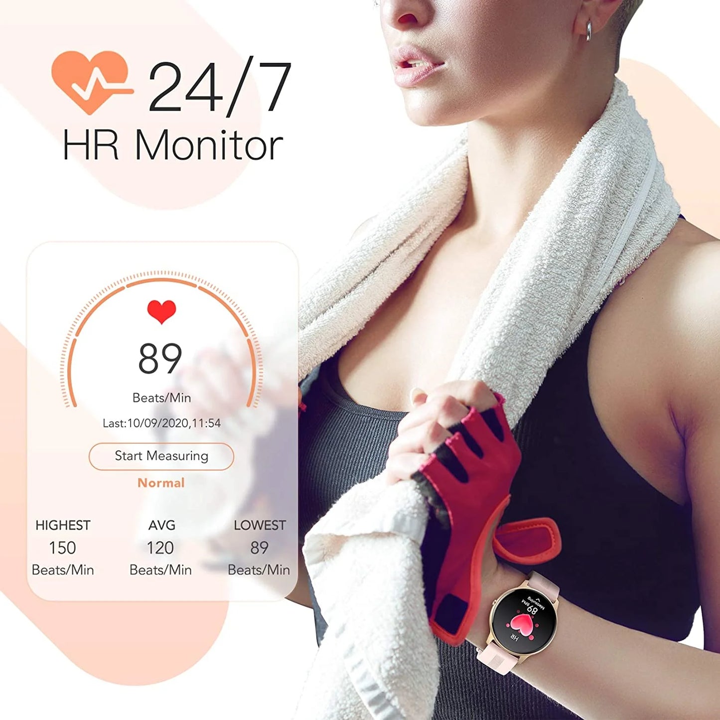 Timoom Smart Watch for Android iOS, Fitness Tracker with Heart Rate Monitor, IP68 Waterproof S1579