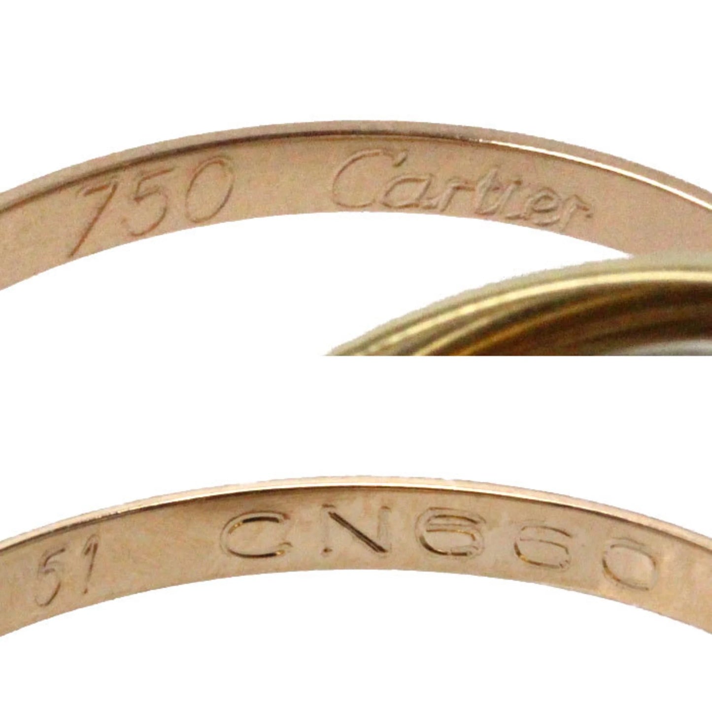 CARTIER K18YG PG WG Trinity 7-row Ring Ladies B614