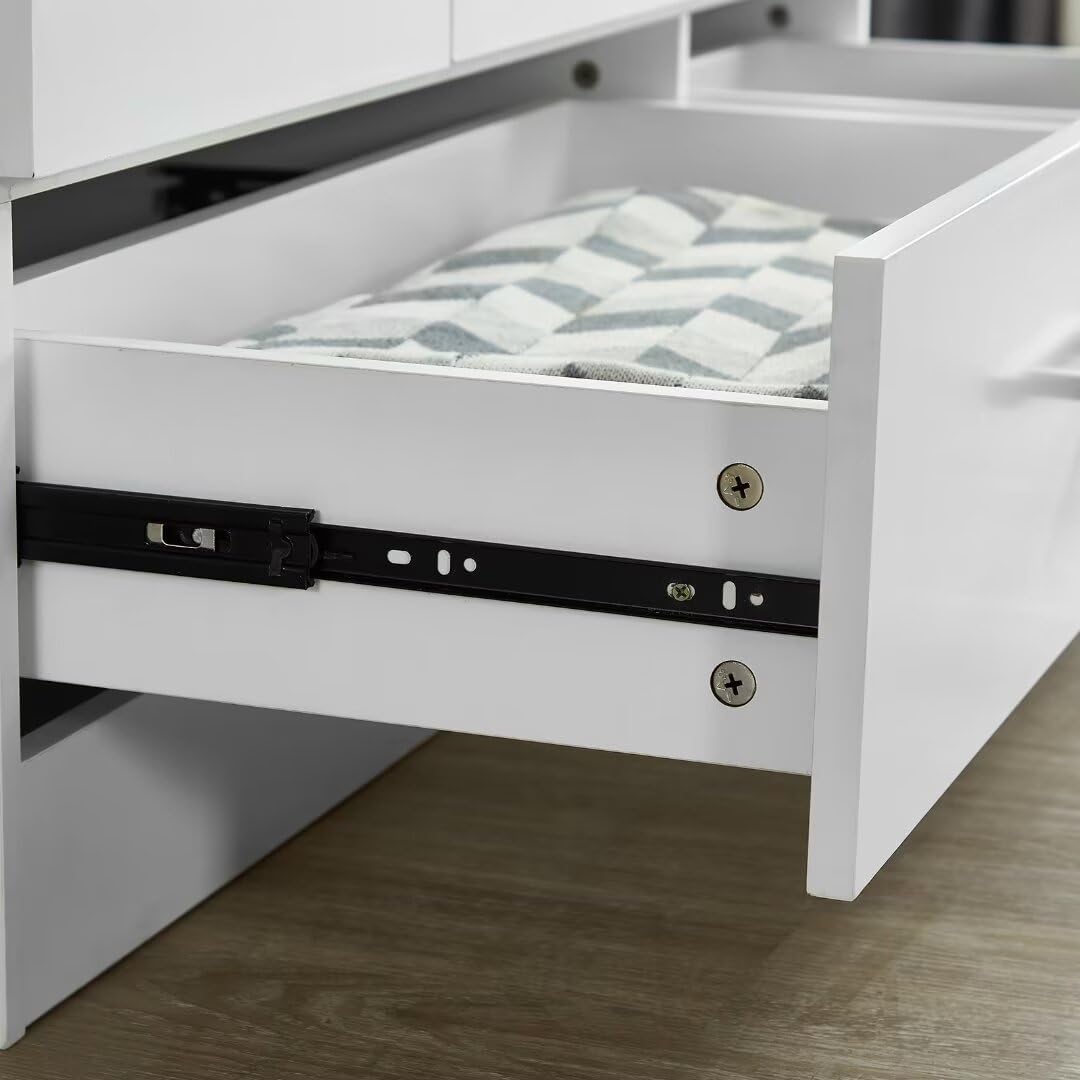 White Armoire Wardrobe with 3 Doors and 2 Drawers H660555