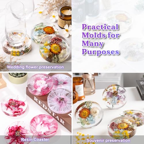 LET'S RESIN 6 Cavity Silicone Coaster Mold for Epoxy Resin, Round F69732