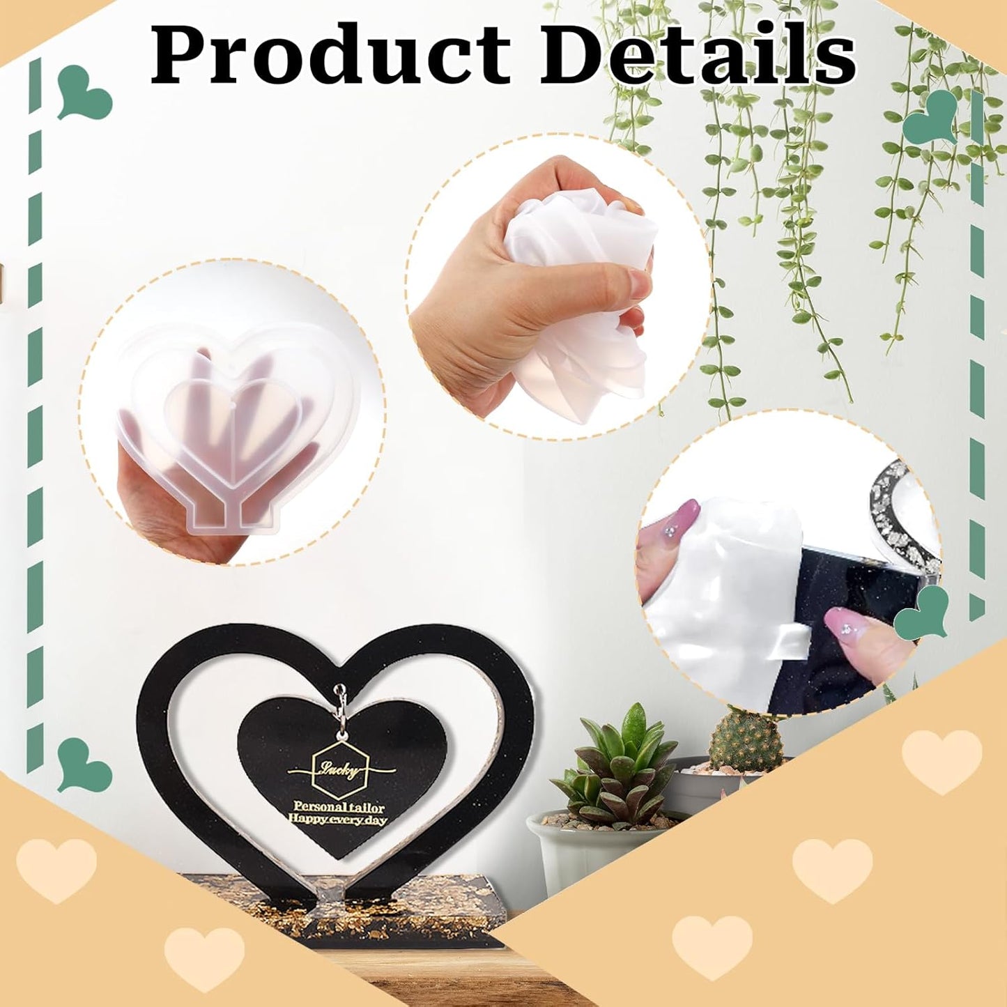 Heart Shape Silicone Mold for Photo Frame Resin Casting C89655