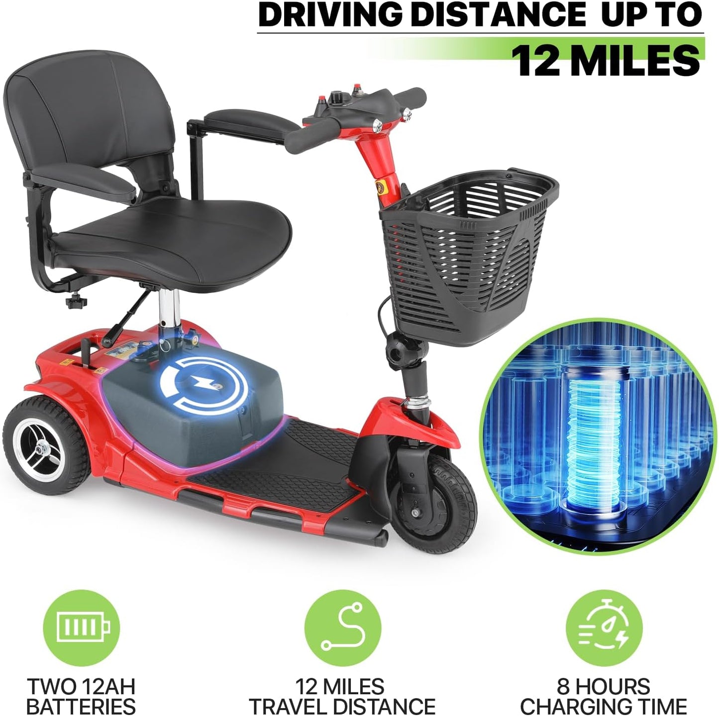Magshion 3-Wheel Folding Mobility Scooter for Adults S71968