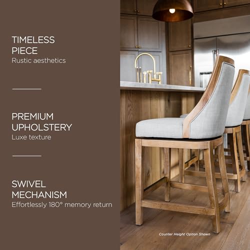 Maven Lane Vienna 26 Inch Counter Height Rotating Barstool, Weathered Oak, Set of 2 E2552