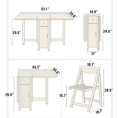 Solid Wood Folding Dining Table with Storage and Wheels, Red Brown M14953