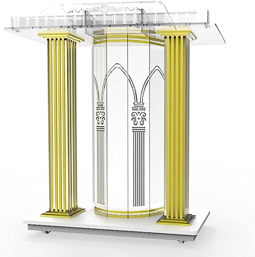 Acrylic Podium with Casters Floor Standing Golden Luxury Lectern P850