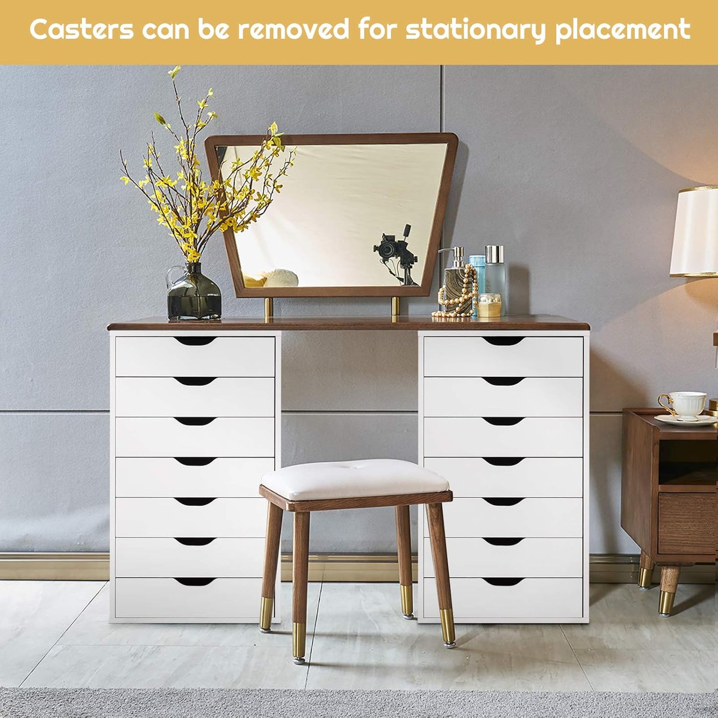 White 7-Drawer Rolling File Cabinet for Home Office N677355