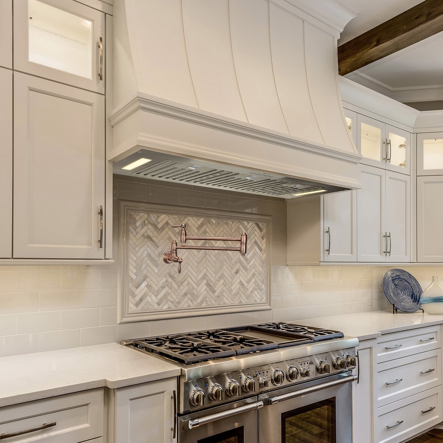 Akicon Range Hood Insert 30 inch, Ultra Quiet 600 CFM, Stainless Steel with LED Lights X24357