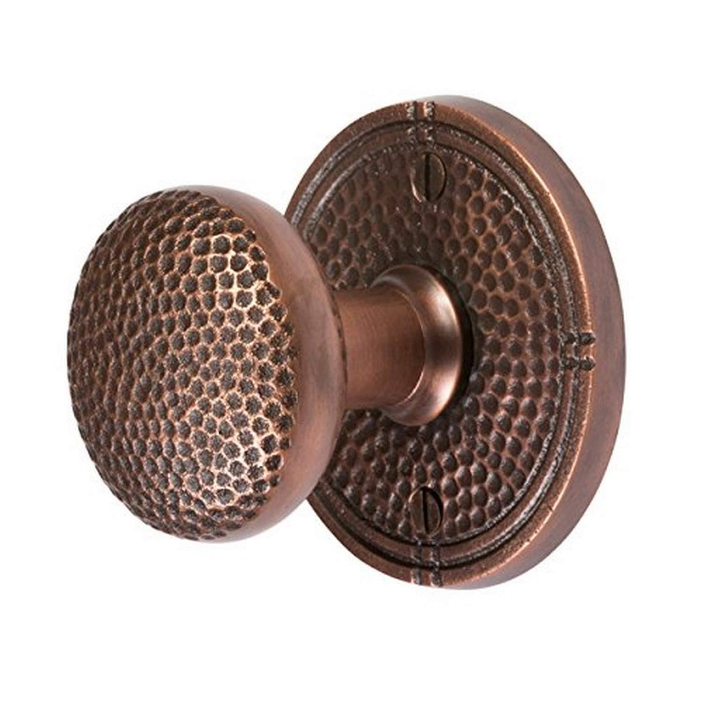The Copper Factory CF181 Solid Copper Passage Door Knob Set with Round - Antique Copper