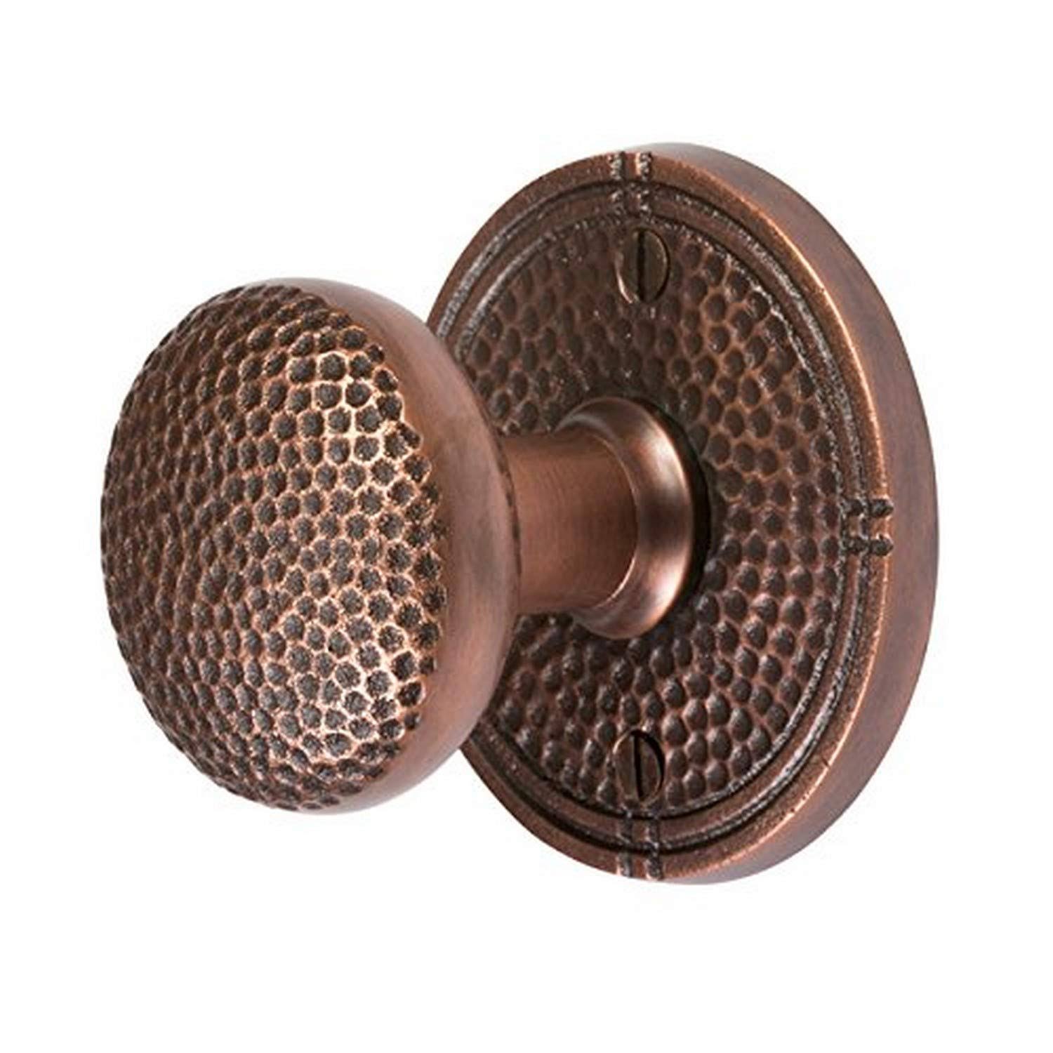 The Copper Factory CF181 Solid Copper Passage Door Knob Set with Round - Antique Copper