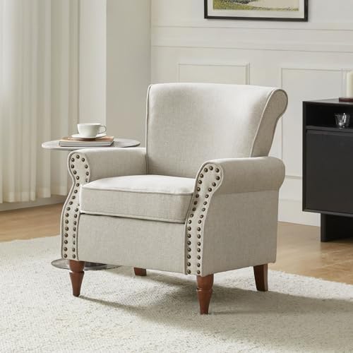 HULALA HOME Accent Chairs Set of 2 with Wood Legs, Modern Wingback Armchair, Red H38101